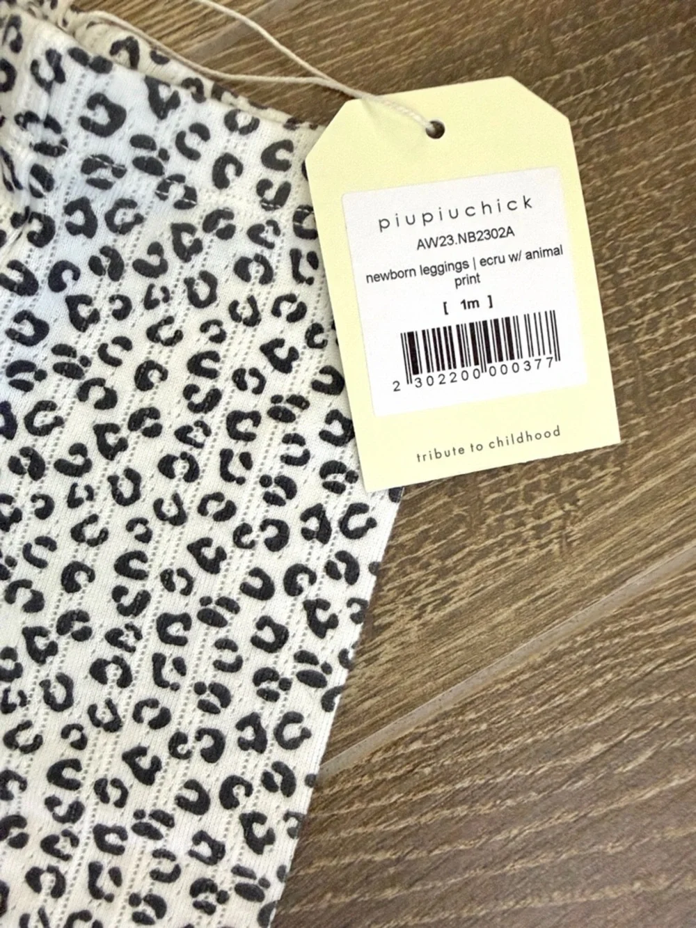 Piupiuchick Newborn Girls' Organic Ruffle Shirt/ Leggings Ecru Leopard Print